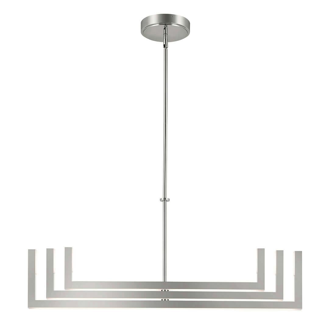 Front view of the Priam 43.75 Inch 6 Light LED Chandelier in Polished Nickel on a white background