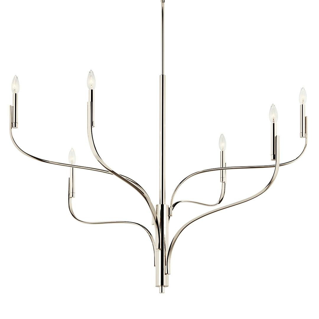The Livadia 47.25 Inch 6 Light Chandelier in Polished Nickel on a white background