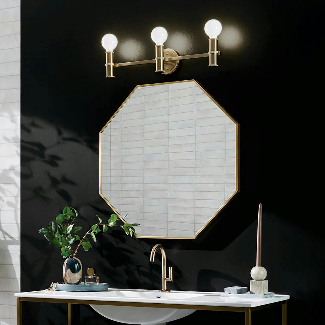 Bathroom with the Torche 24.25 Inch 3 Light Vanity in Champagne Bronze