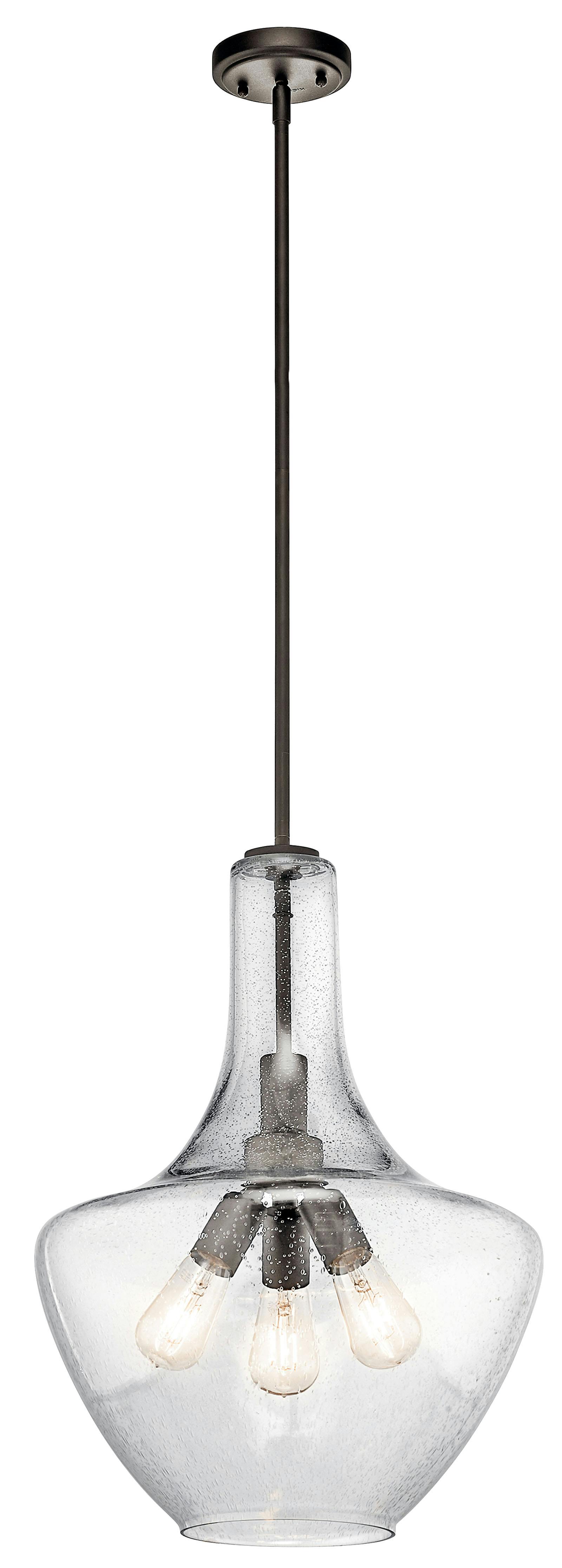 Everly 22.75" 3 Light Pendant Olde Bronze on a white background
