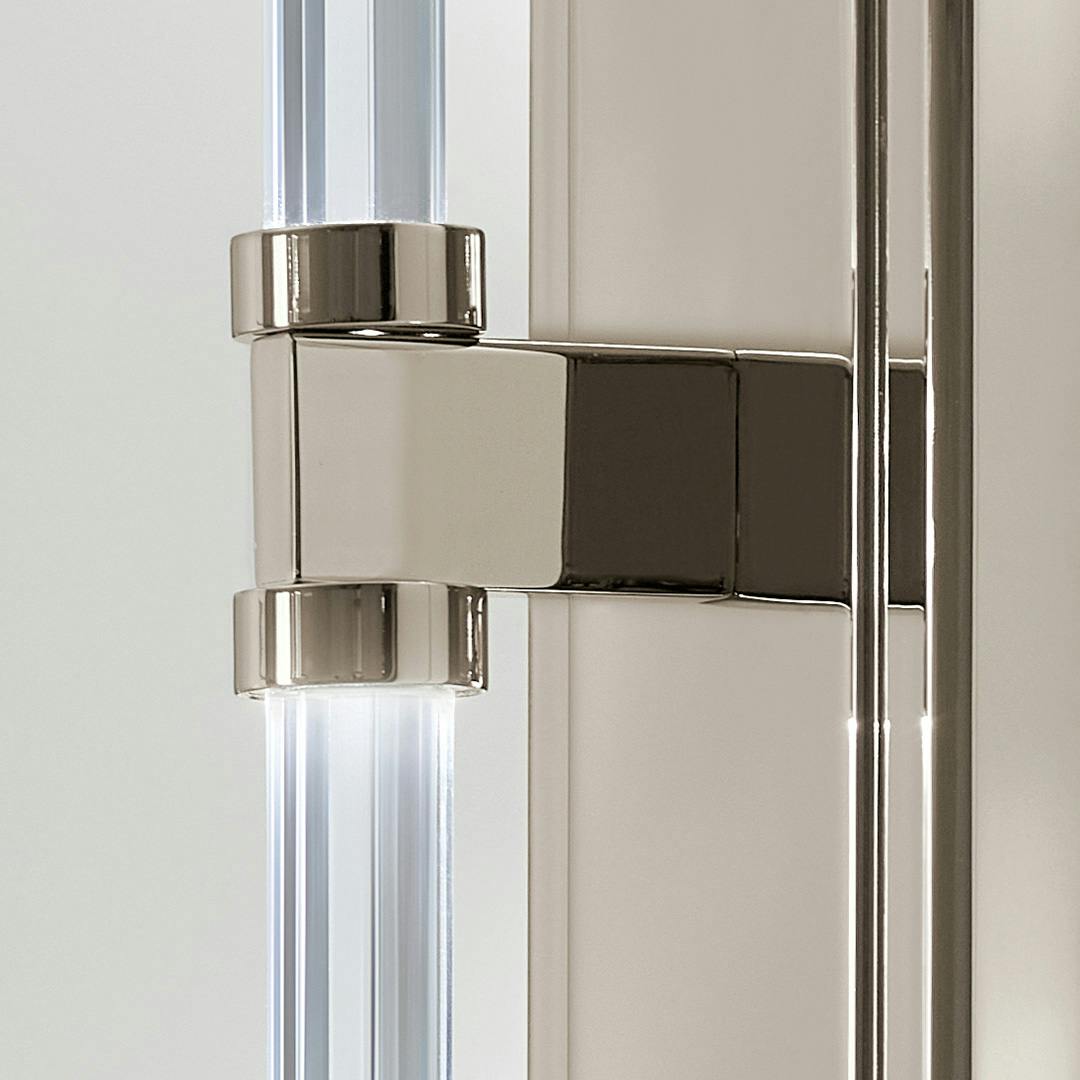 Close up of the Sycara 19 Inch 2 Light LED Wall Sconce with Faceted Crystal in Polished Nickel on a white background