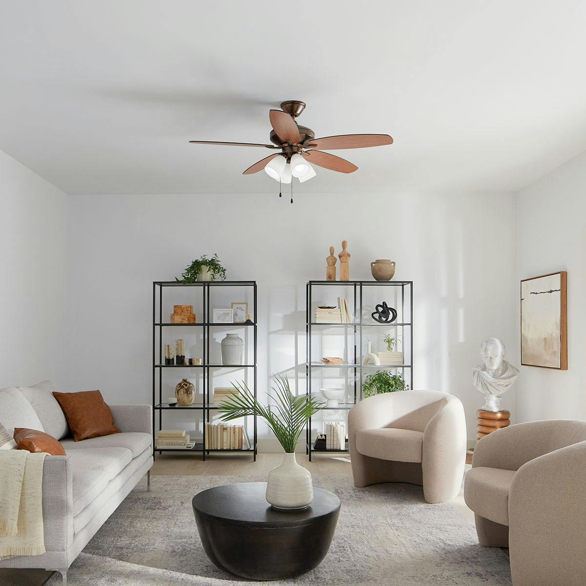 Day time living room featuring Renew ceiling fan 330162OBB