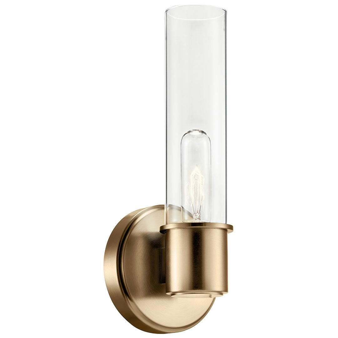 The Aviv 13 Inch 1 Light Wall Sconce with Clear Glass in Champagne Bronze on a white background