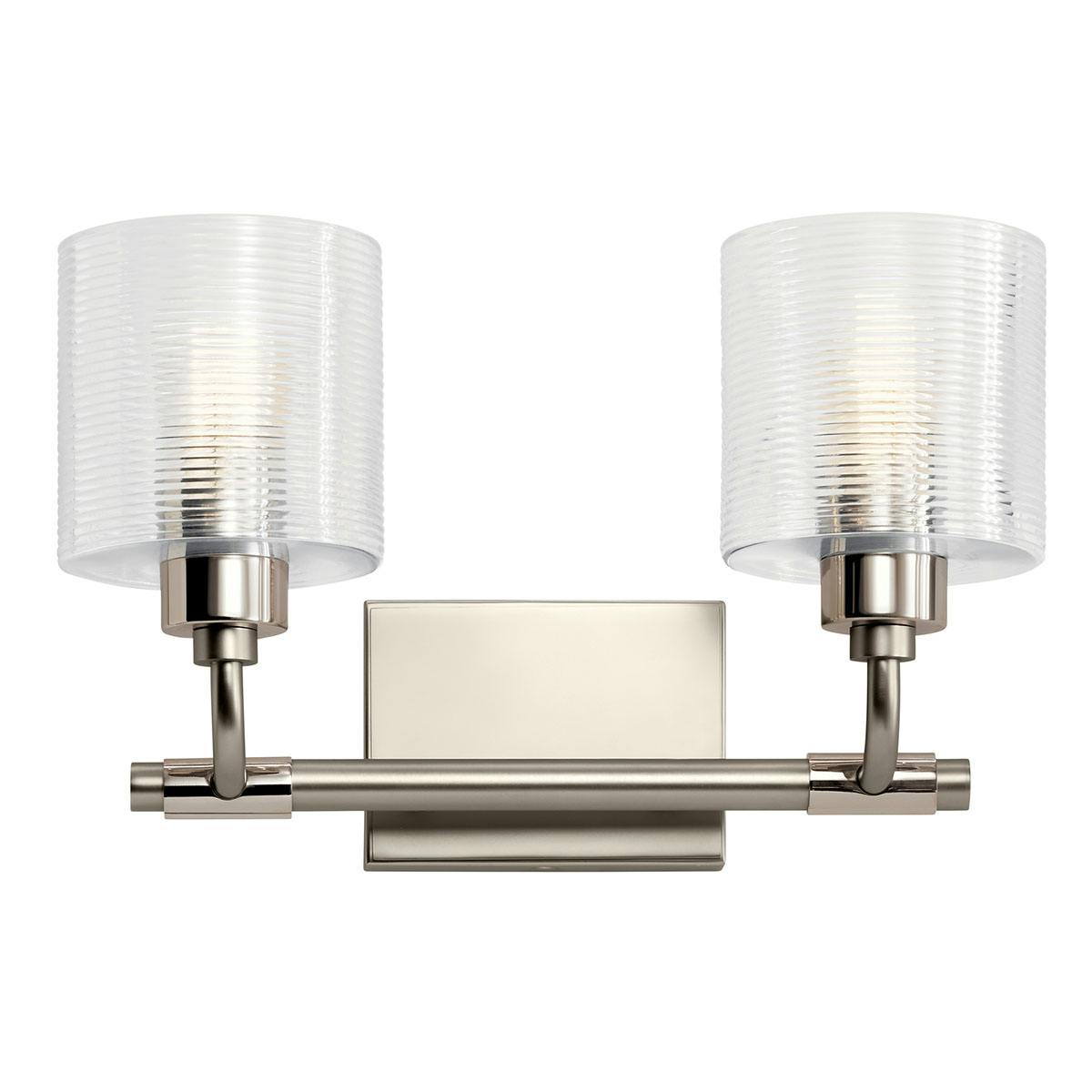 Front view of the Harvan 15" 2 Light Vanity Light Nickel on a white background