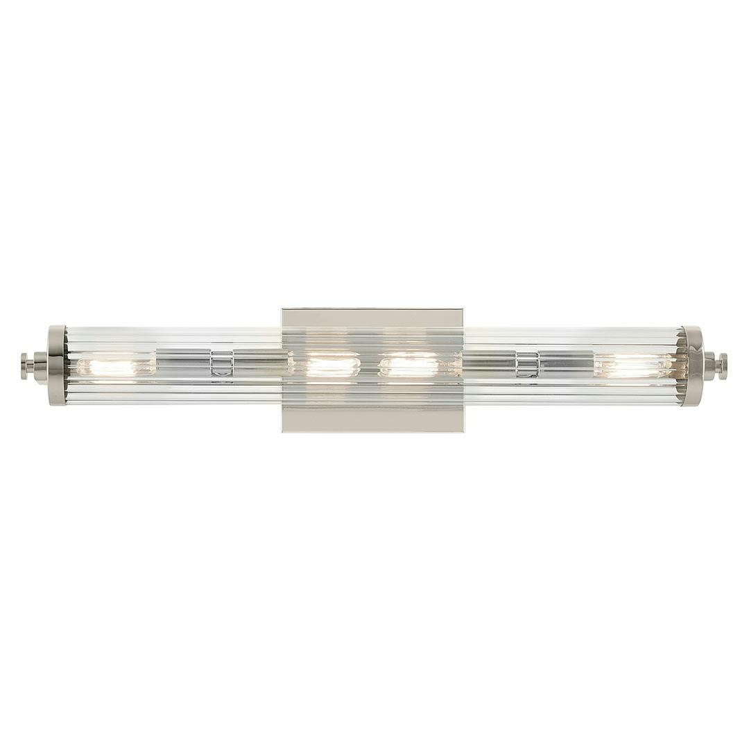 Front view of the Azores 25" 4-Light Linear Vanity Light in Polished Nickel on a white background