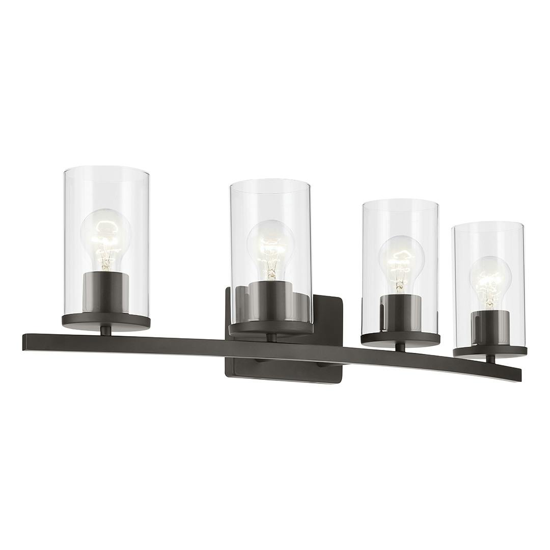 The Crosby 31.25" 4-Light Vanity Light with Clear Glass in Olde Bronze on a white background