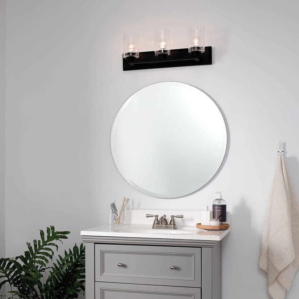 Day time Bathroom featuring Amity vanity light 37489BK