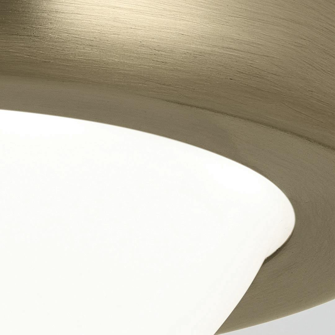  Close up of the Tibbi 5.5 Inch 1 Light LED Flush Mount with Satin Etched Cased Opal Glass in Champagne Bronze