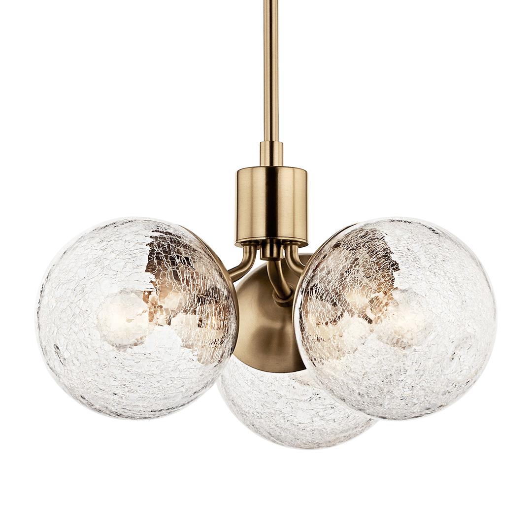 The Silvarious 16.5 Inch 3 Light Convertible Pendant with Clear Crackled Glass in Champagne Bronze on a white background