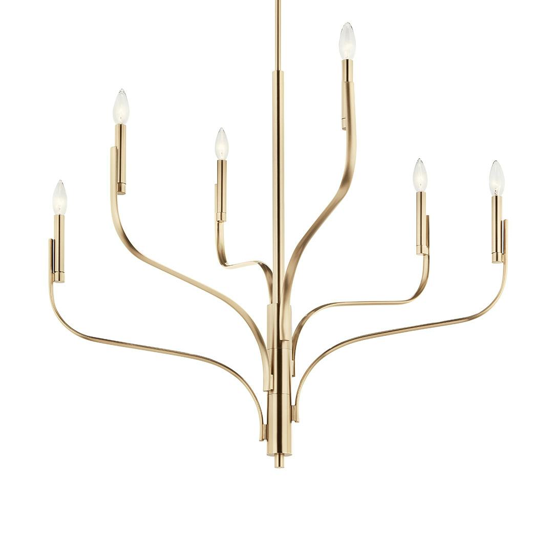 The Livadia 36.25 Inch 6 Light Chandelier in Champagne Bronze on a white background