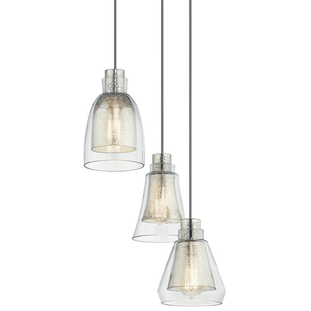 Evie 3 Light Pendant Brushed Nickel on a white background