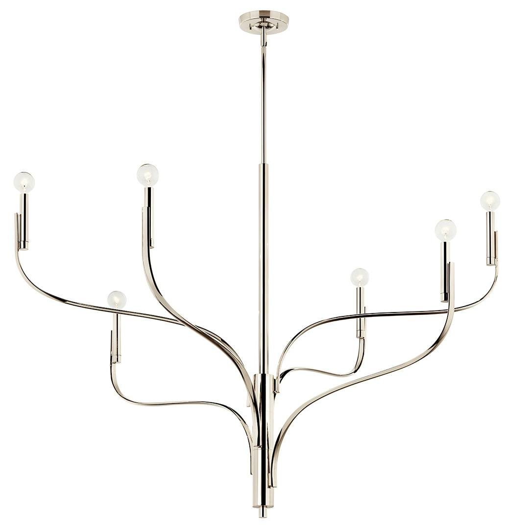 The Livadia 47.25 Inch 6 Light Chandelier in Polished Nickel on a white background