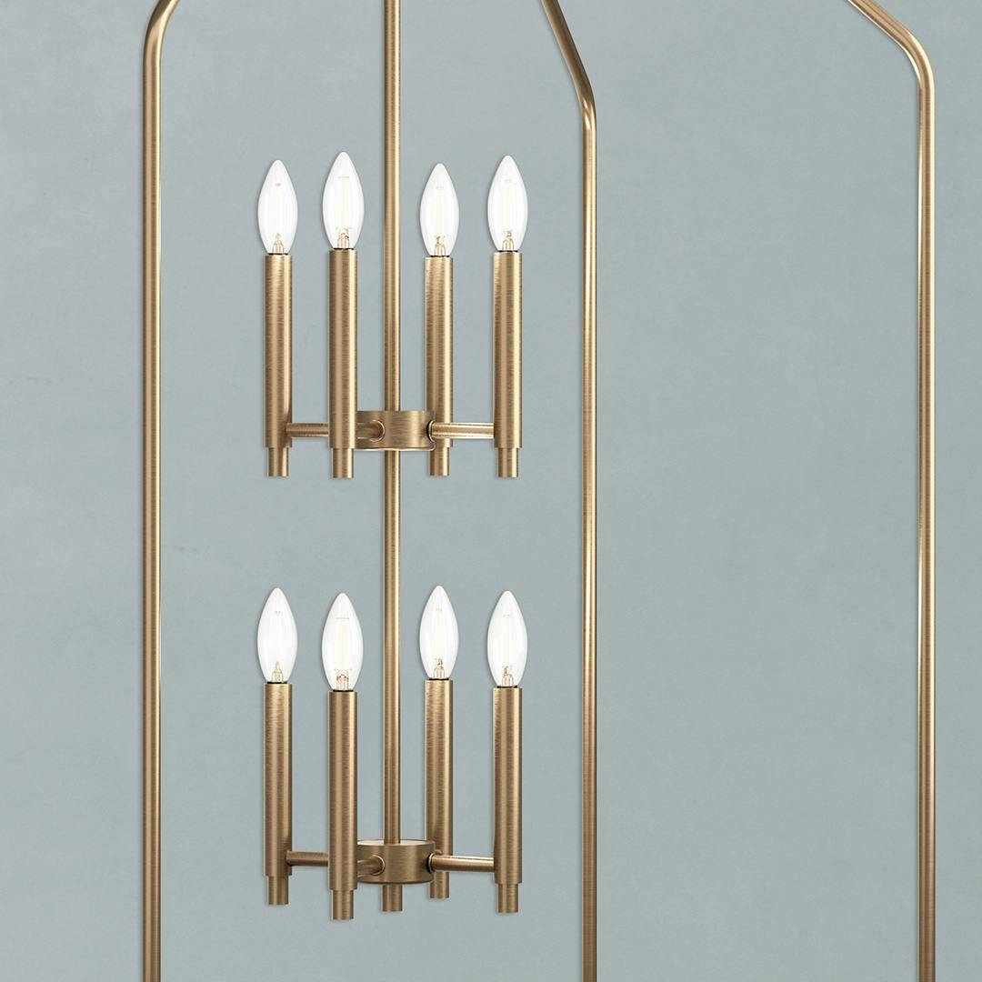 Close up of the Madden 43" 8 XL Light Foyer Pendant in Champagne Bronze