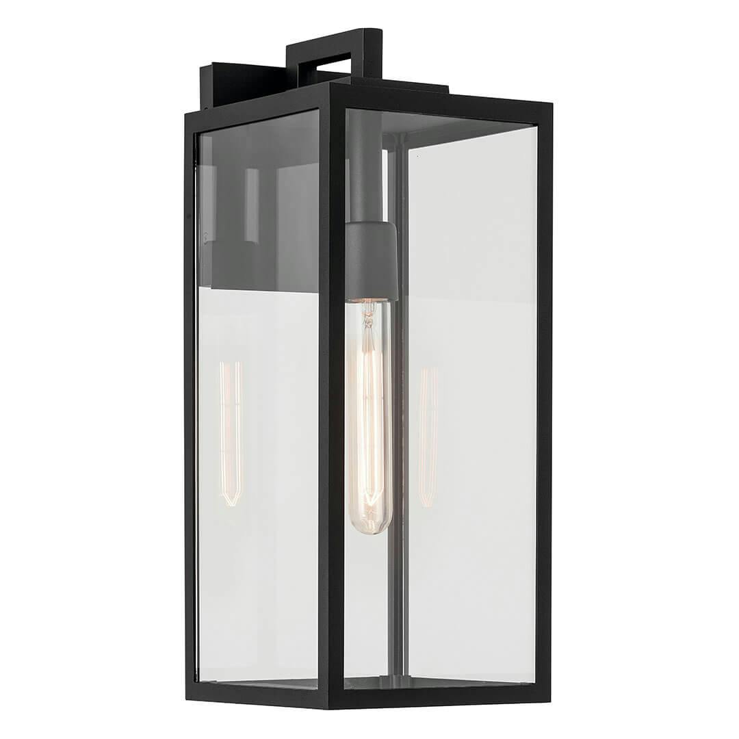 The Branner 17.75" 1 Light Outdoor Wall Light with Clear Glass in Textured Black on a white background