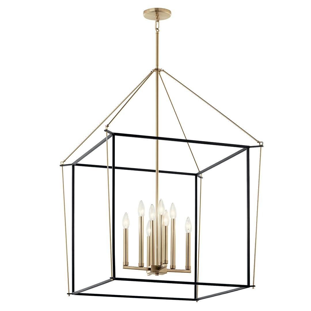 The Eisley 40.25 Inch 8 Light Foyer Pendant in Champagne Bronze and Black on a white background