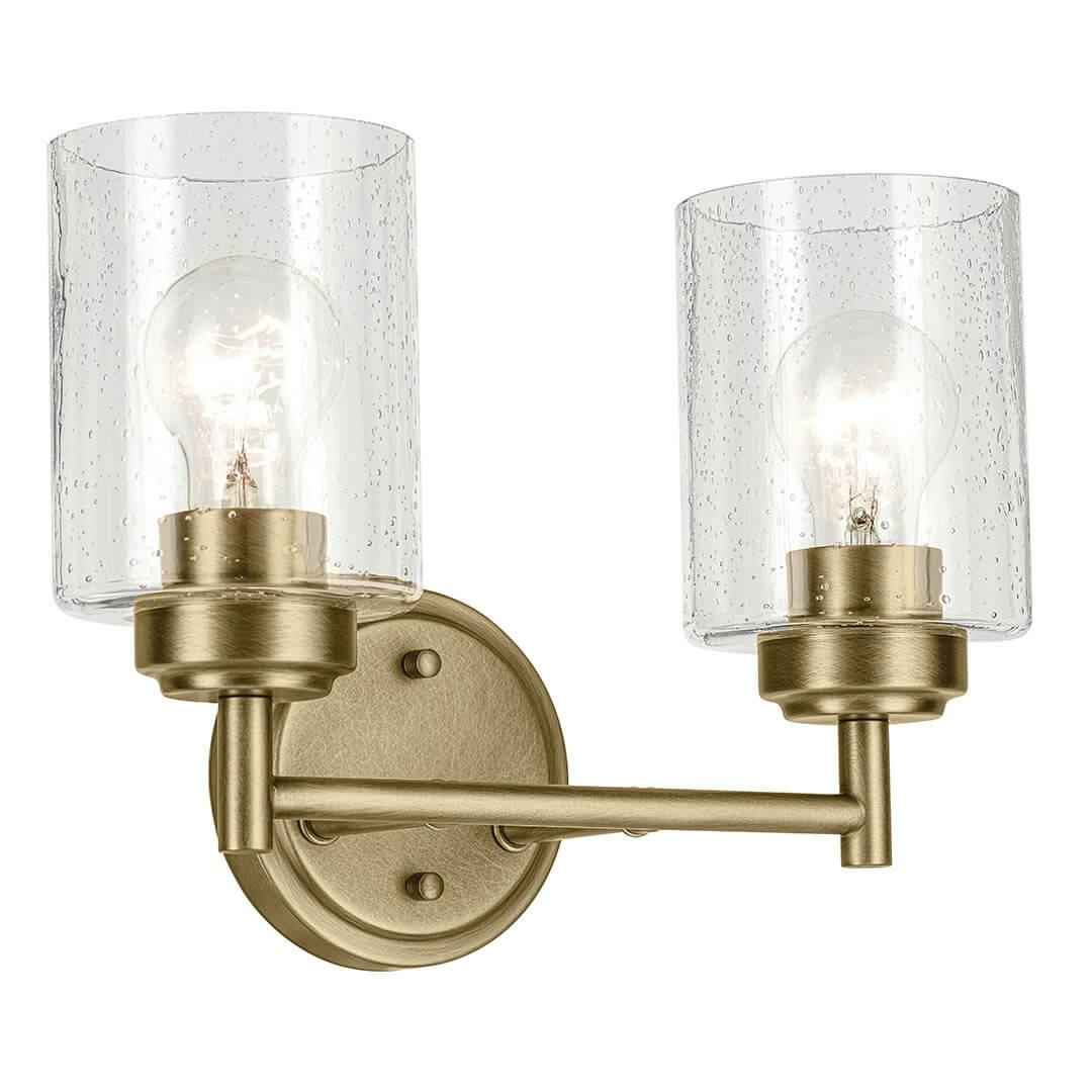 The Winslow 13" 2-Light Vanity Light in Natural Brass on a white background