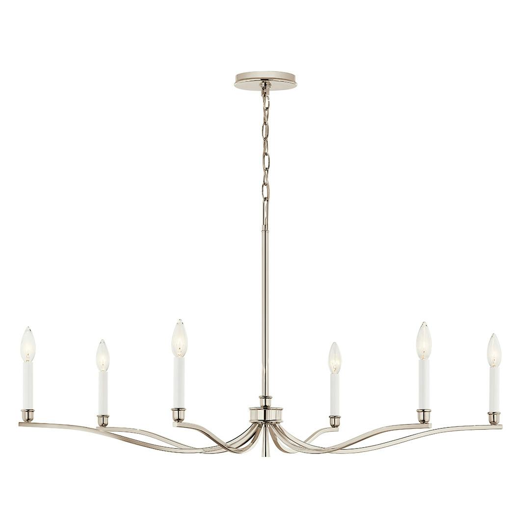 Front view of the Malene 42 Inch 6 Light Chandelier in Polished Nickel on a white background