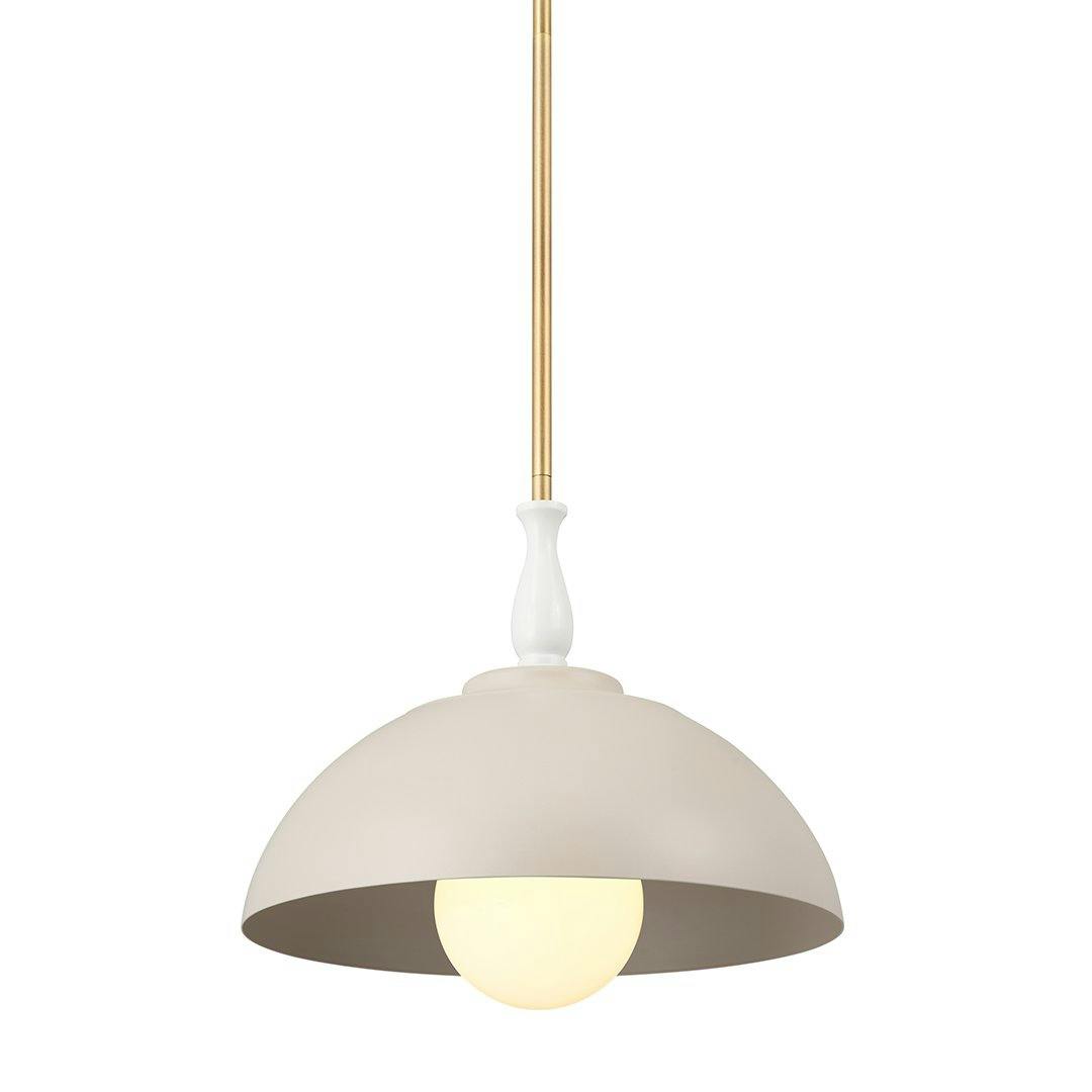 Fira 1 Light Pendant Greige, White and Natural Brass on a white background