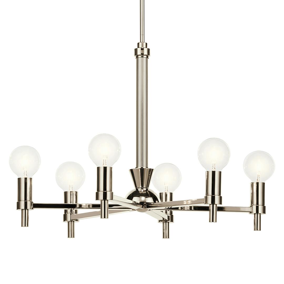 Torvee 25 Inch 6 Light Chandelier in Polished Nickel on a white background
