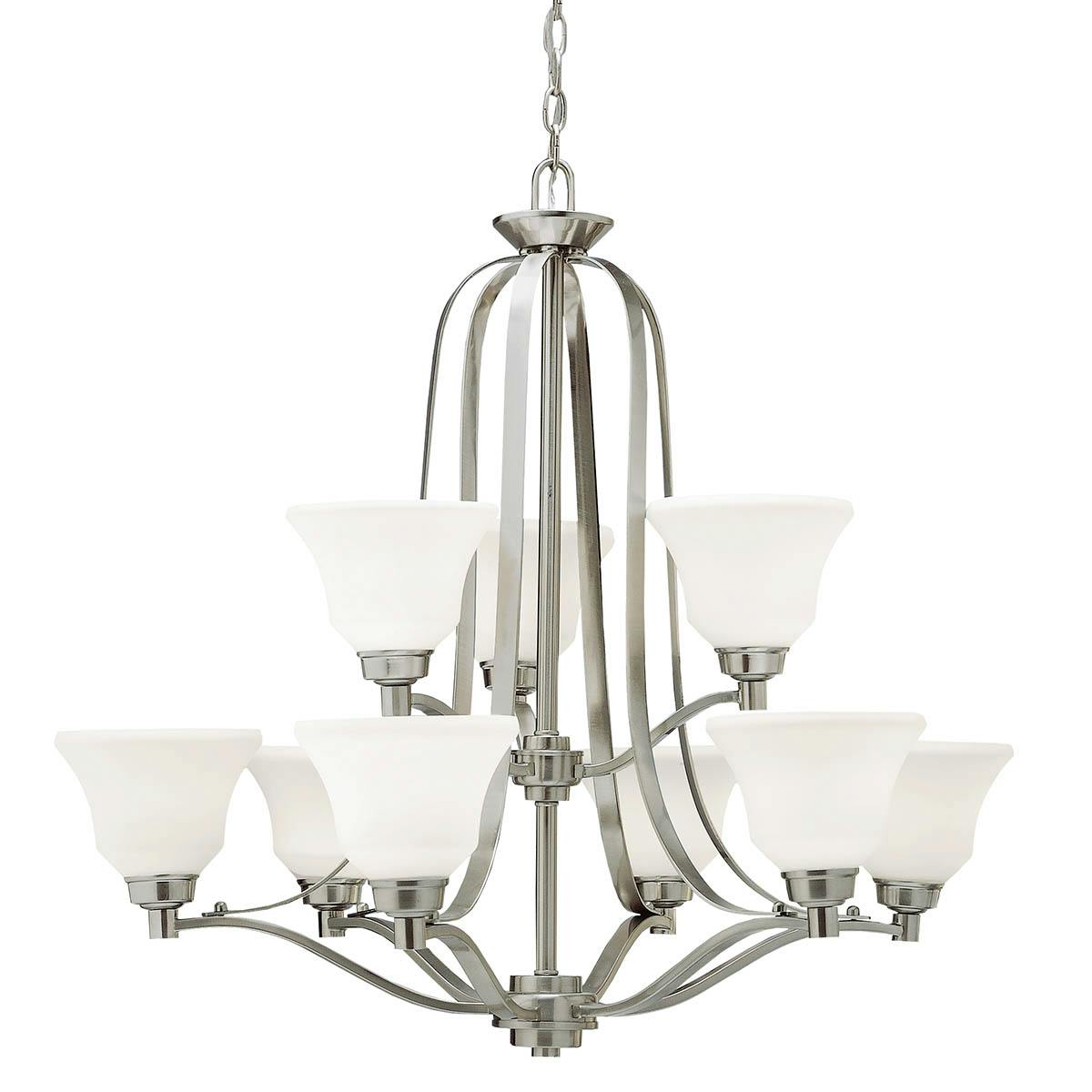 Langford 30.5" 2 Tier Chandelier Nickel on a white background