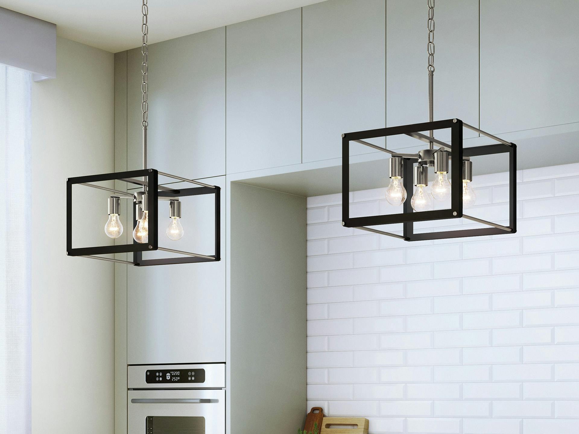 Bright Modern kitchen featuring the Chatwin pendants over the counter