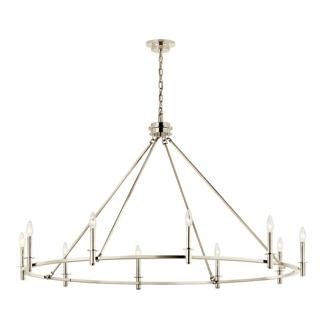 The Carrick 54.25 Inch 10 Light Chandelier in Polished Nickel on a white background