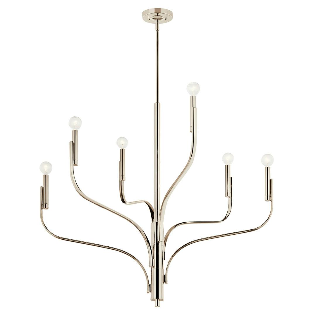 The Livadia 36.25 Inch 6 Light Chandelier in Polished Nickel on a white background