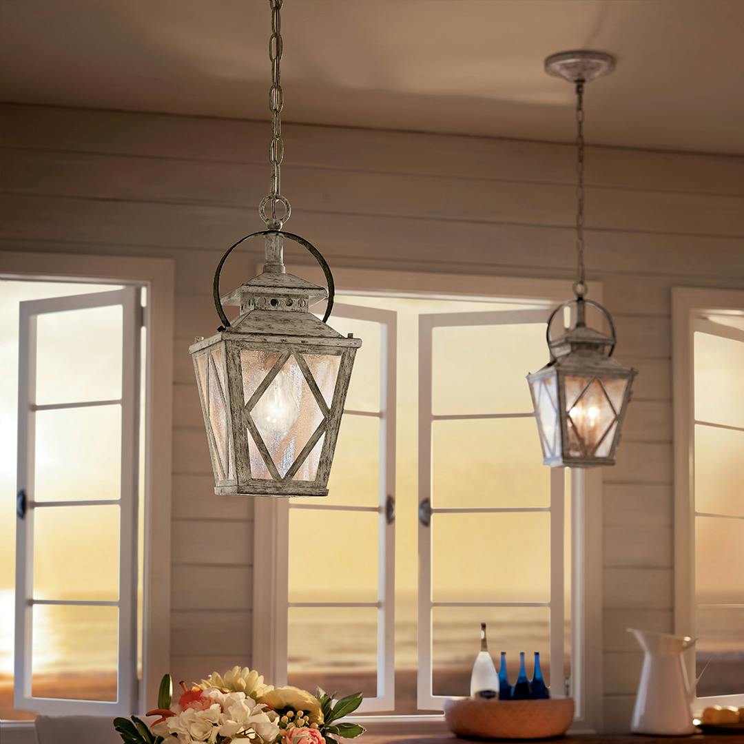 Dining room with the Hayman Bay™ 18" Pendant Antique White