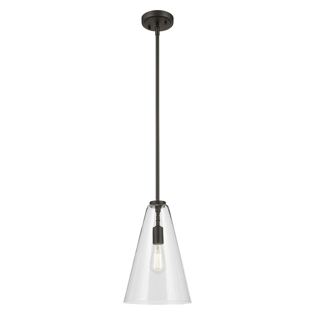 The Everly 15.25" 1-Light Cone Pendant with Clear Glass in Olde Bronze on a white background