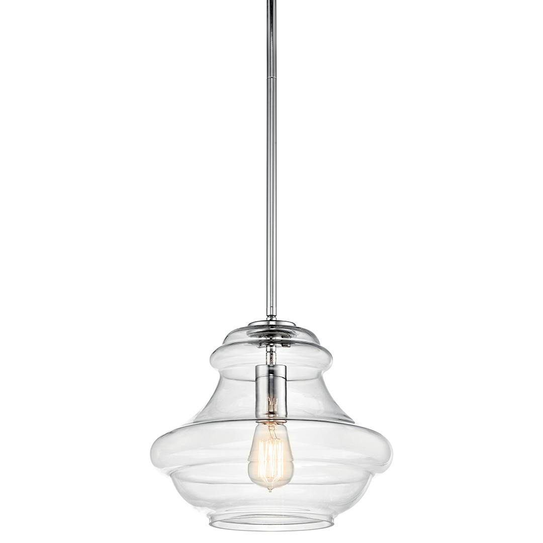 Everly™ 10" Schoolhouse Pendant Clear Glass Chrome on a white background
