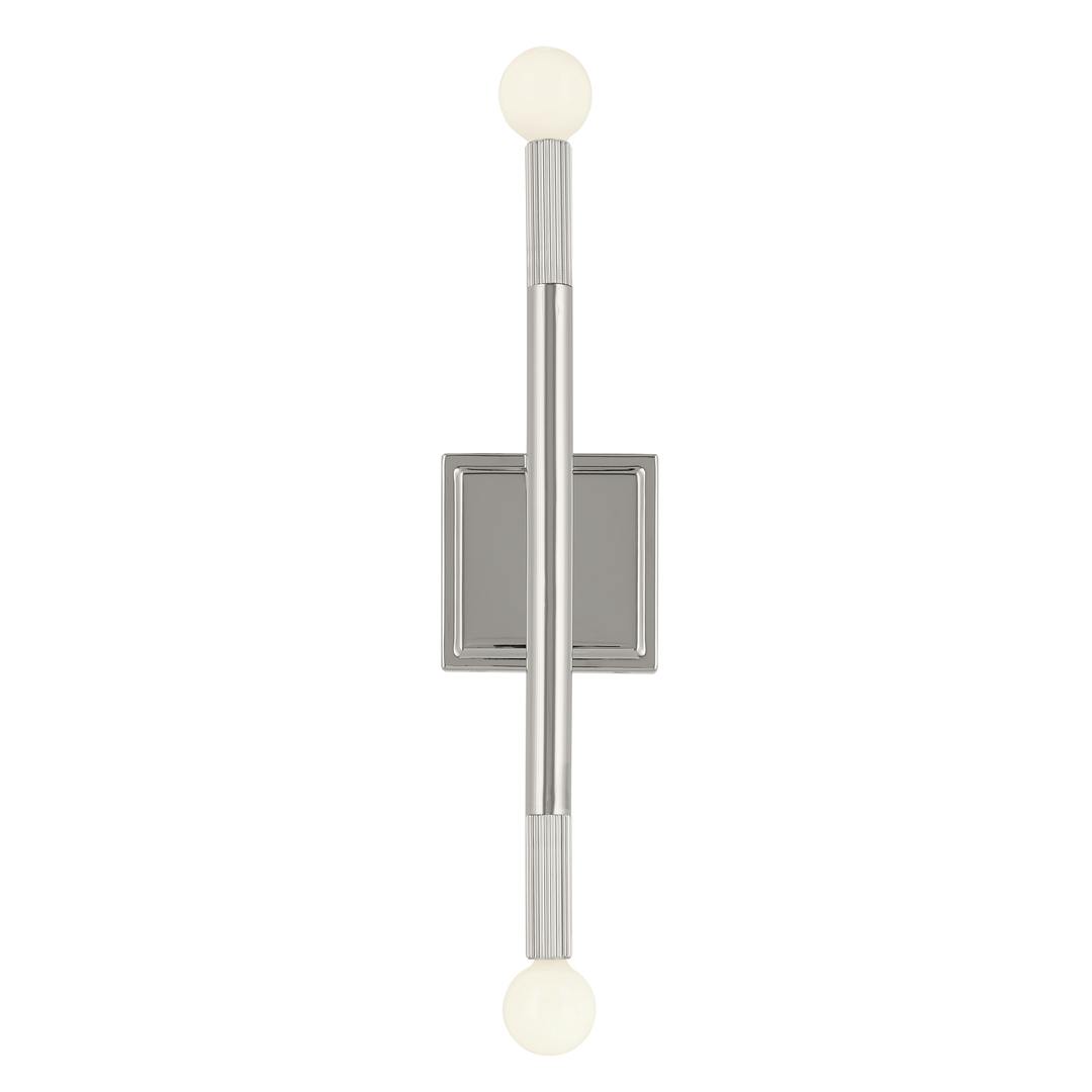 Front view of the Odensa 17 Inch 2 Light Wall Sconce in Polished Nickel on a white background