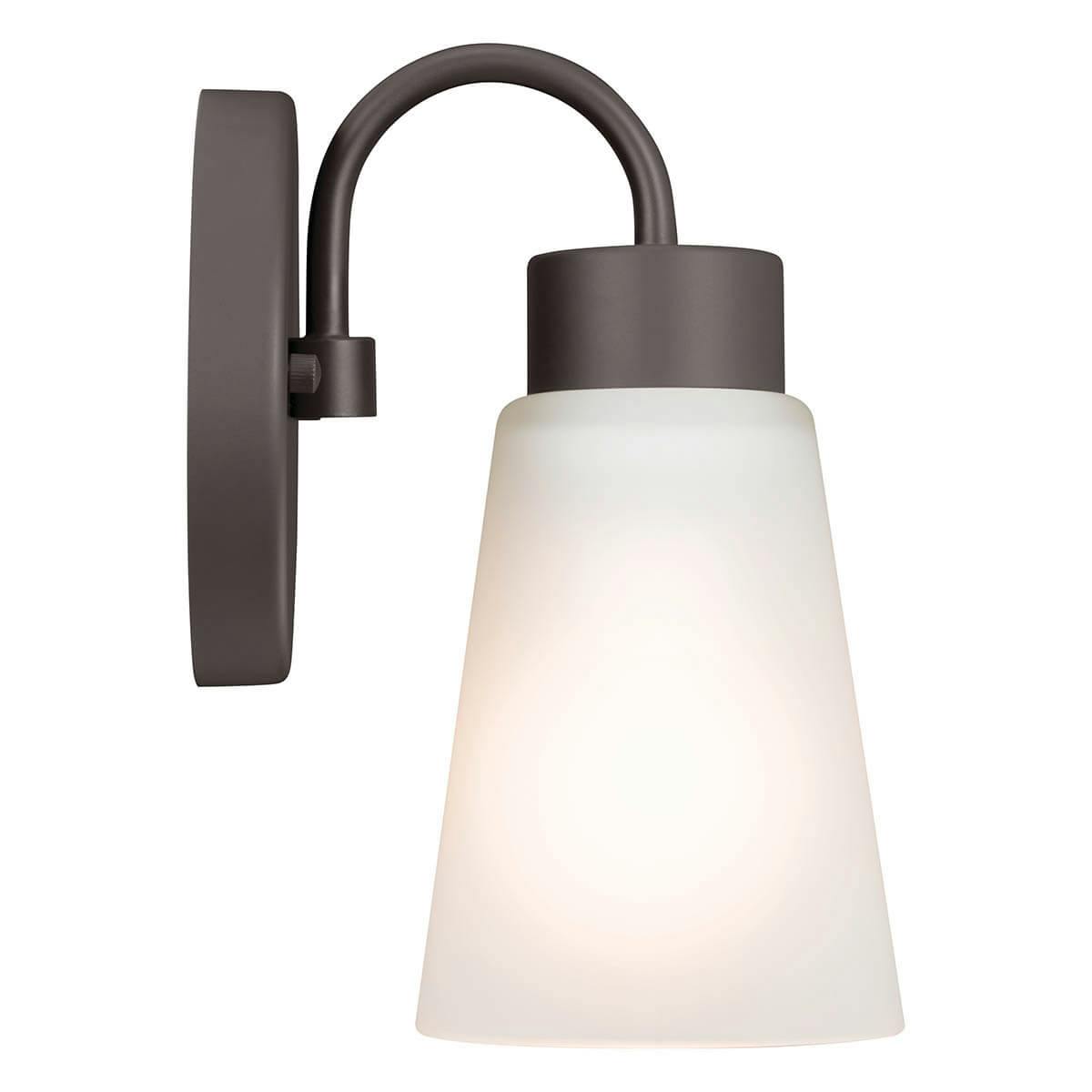 Profile view of the Erma 4.25" Wall Sconce Olde Bronze on a white background