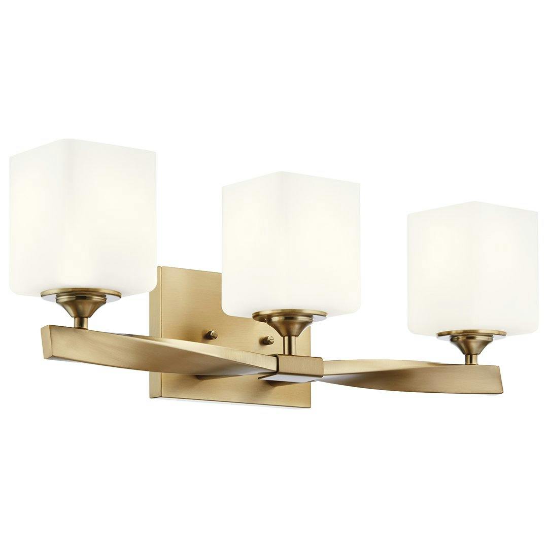 Marette 23 inch 3 Light Vanity Light with Satin Etched Cased Opal Glass in Champagne Bronze on a white background