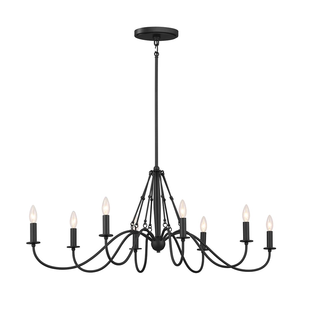 Freesia 8 Light Chandelier Anvil Iron with White Accents on a white background