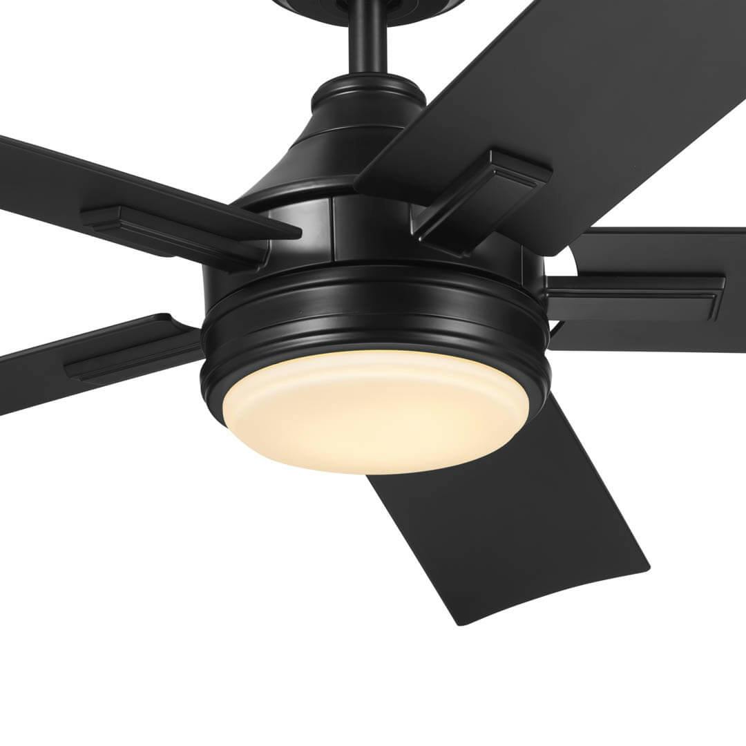 52" Tide 5 Blade Weather+ Outdoor Ceiling Fan Satin Black on a white background