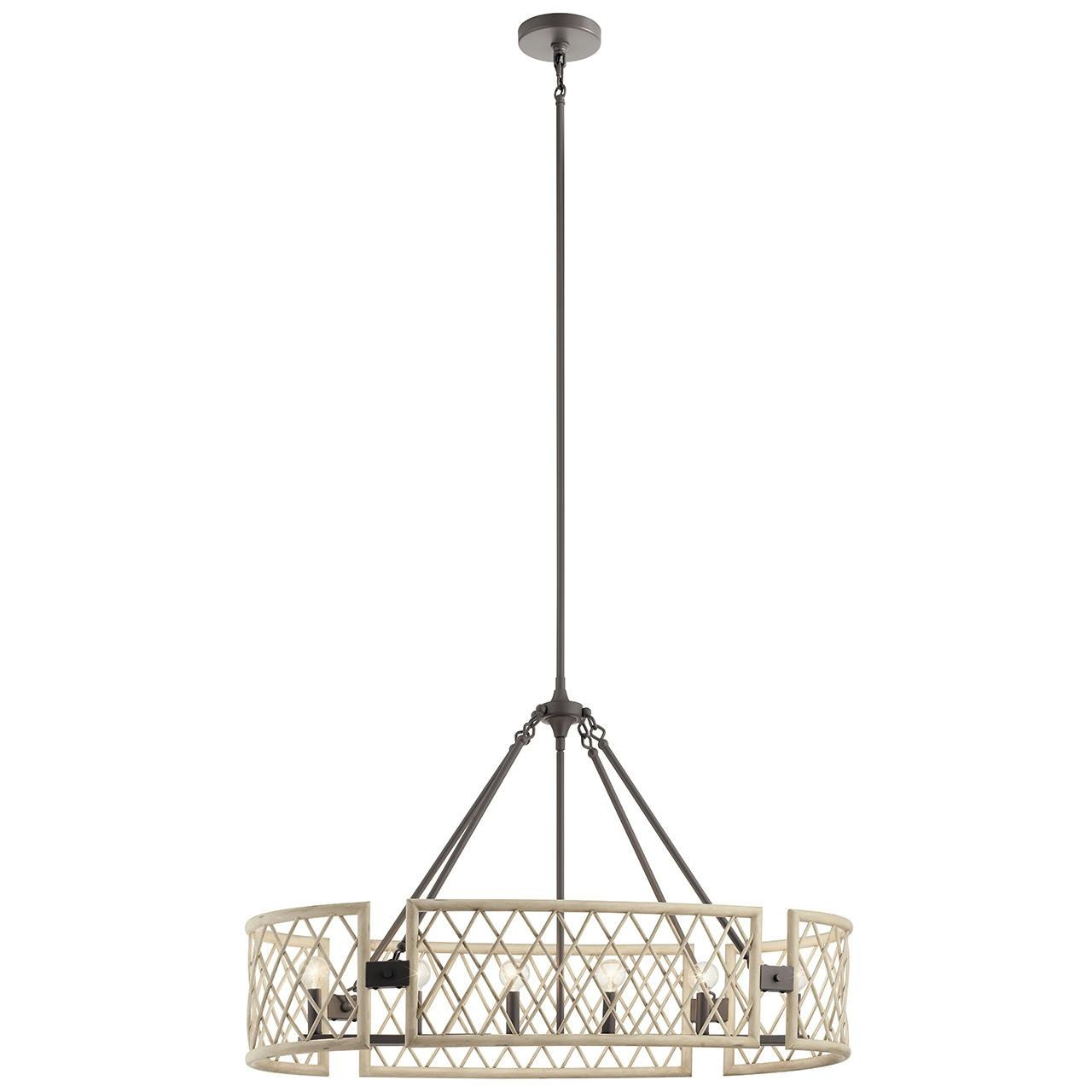 Oana 6 Light Oval Chandelier White Washed on a white background