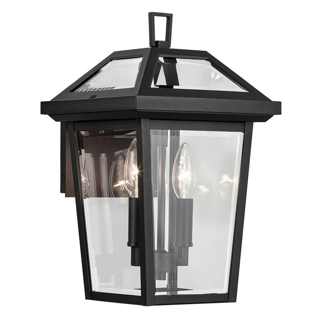 The Regence 14" 2 Light Outdoor Wall Light in Textured Black on a white background