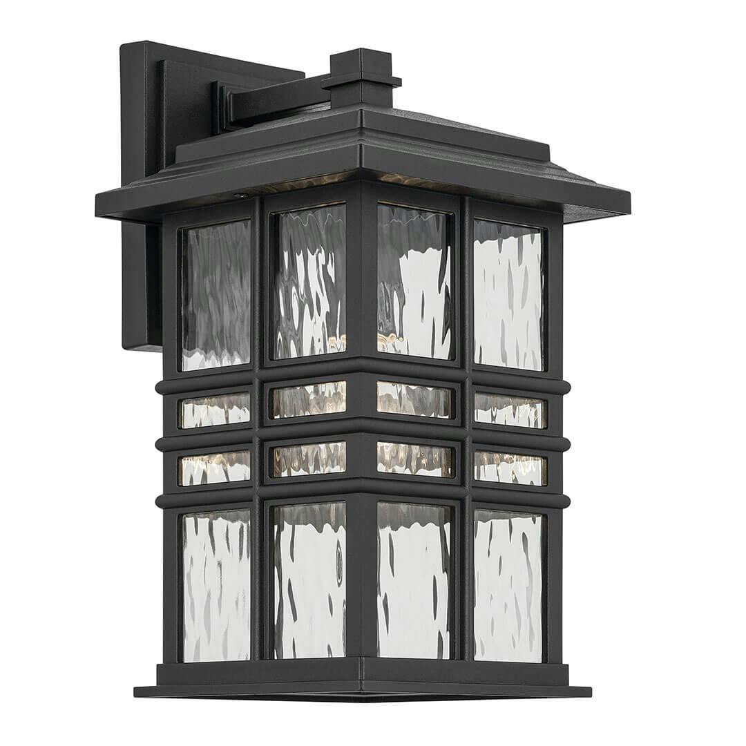 The Beacon Square 14.25" 1-Light Outdoor Wall Light in Textured Black on a white background