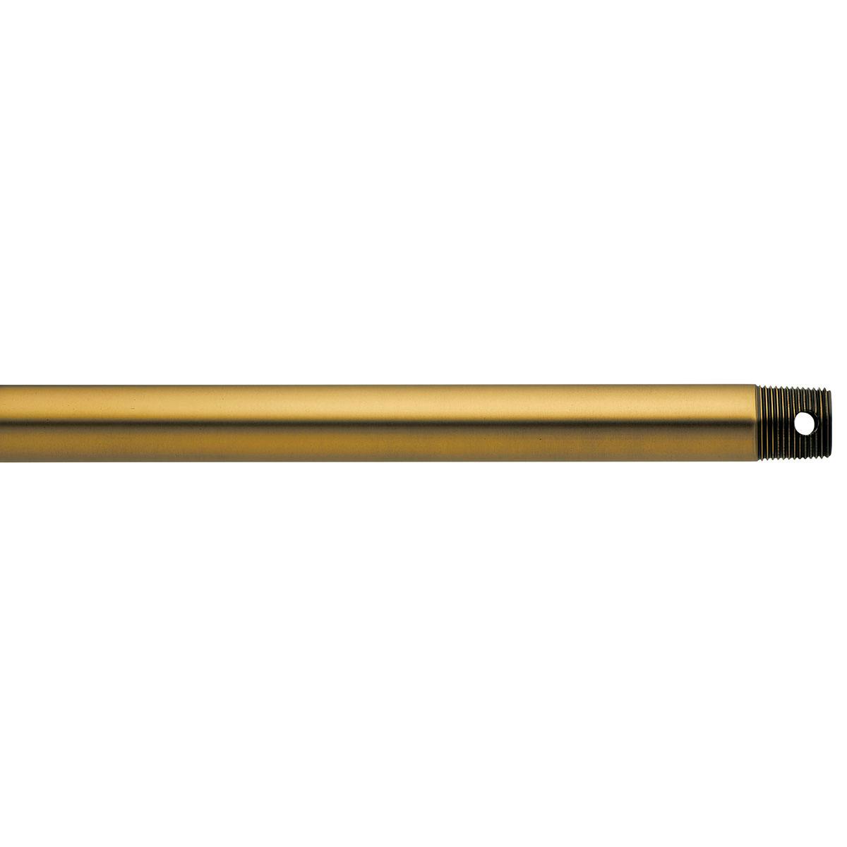Dual Thread 12" Downrod  Antique Brass on a white background