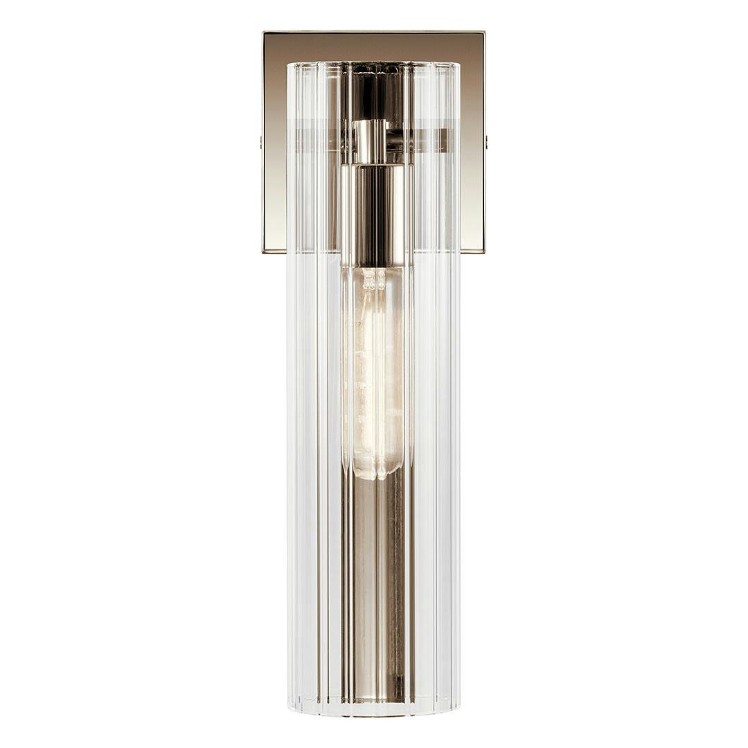 The Jemsa 14 Inch 1 Light Wall Sconce in Polished Nickel mounted down on a white background