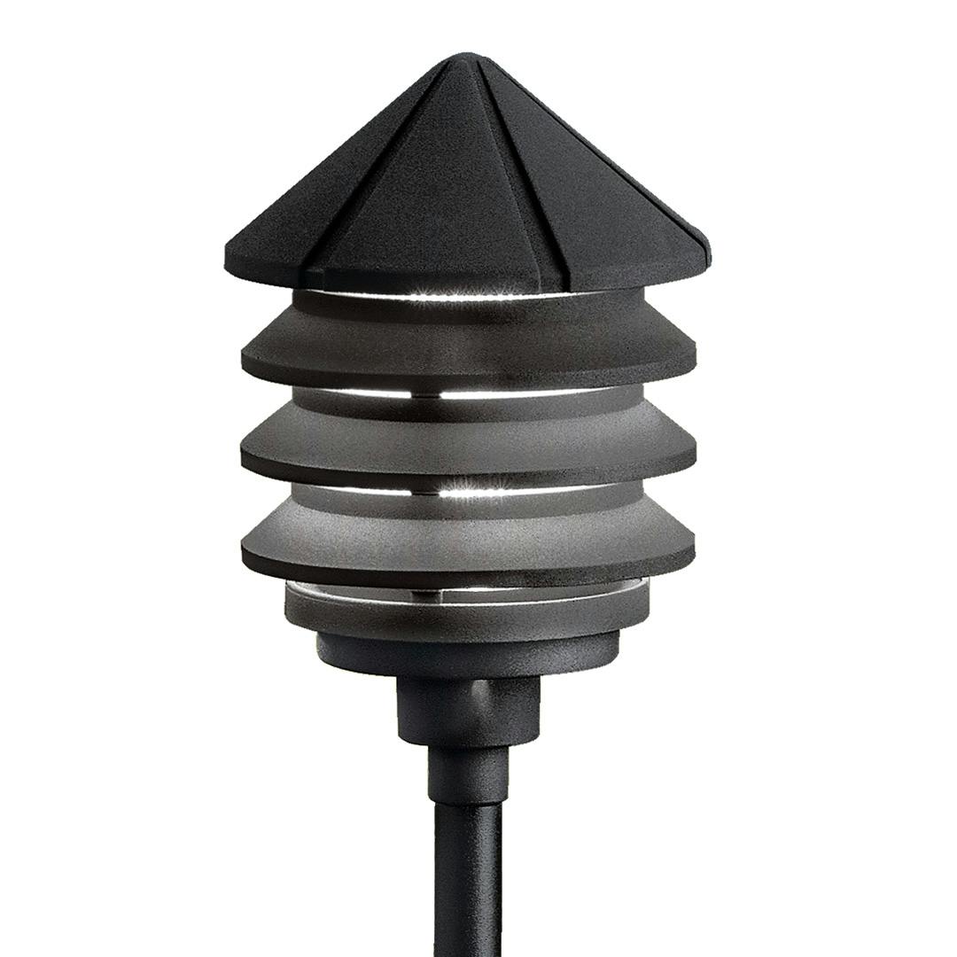 Three Tier 120V Textured in Black on a white background