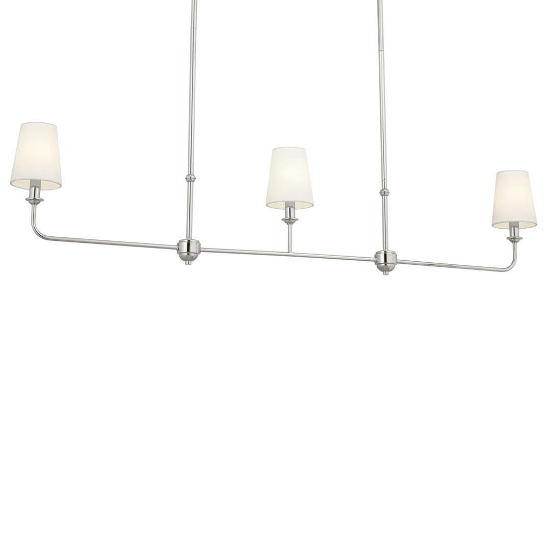Pallas 48.25" 3 Light Linear Chandelier Polished Nickel on a white background
