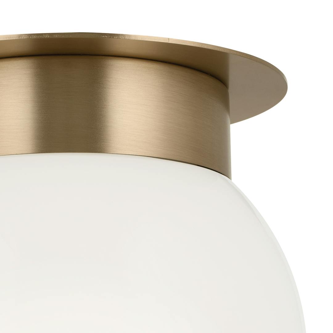 Close up view of the Albers 8.0 Inch 1 Light Flush mount with Opal Glass in Champagne Bronze on a white background