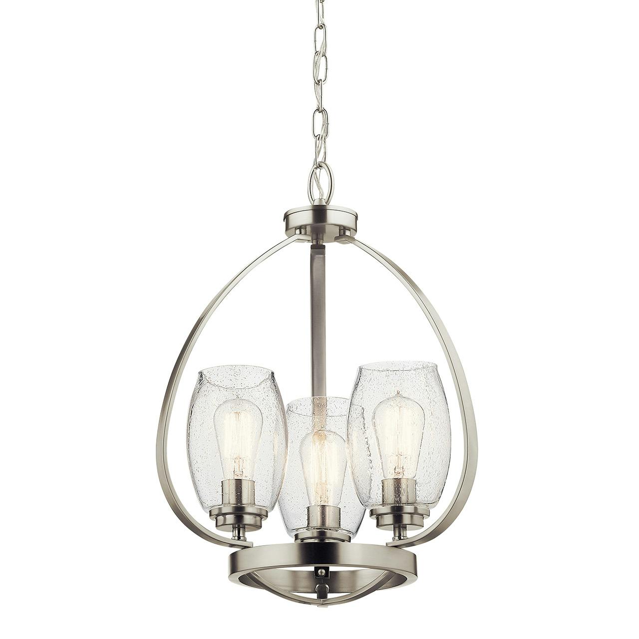 Tuscany 3 Light Mini Chandelier Nickel without the canopy on a white background