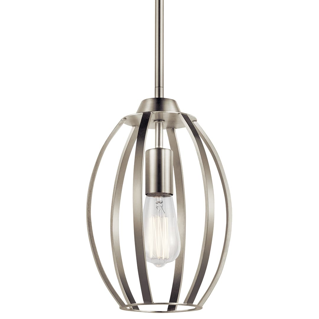 Tao 1 Light Pendant Brushed Nickel on a white background