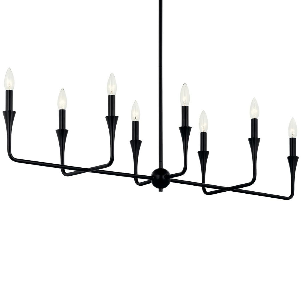 The Alvaro 45.5 Inch 8 Light Linear Chandelier in Black on a white background