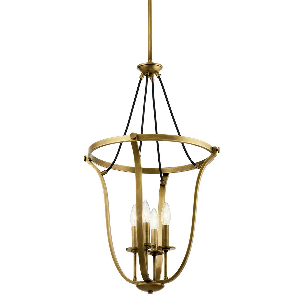 Close up view of the Thisbe 29.25" 4 Light Foyer Pendant Brass on a white background