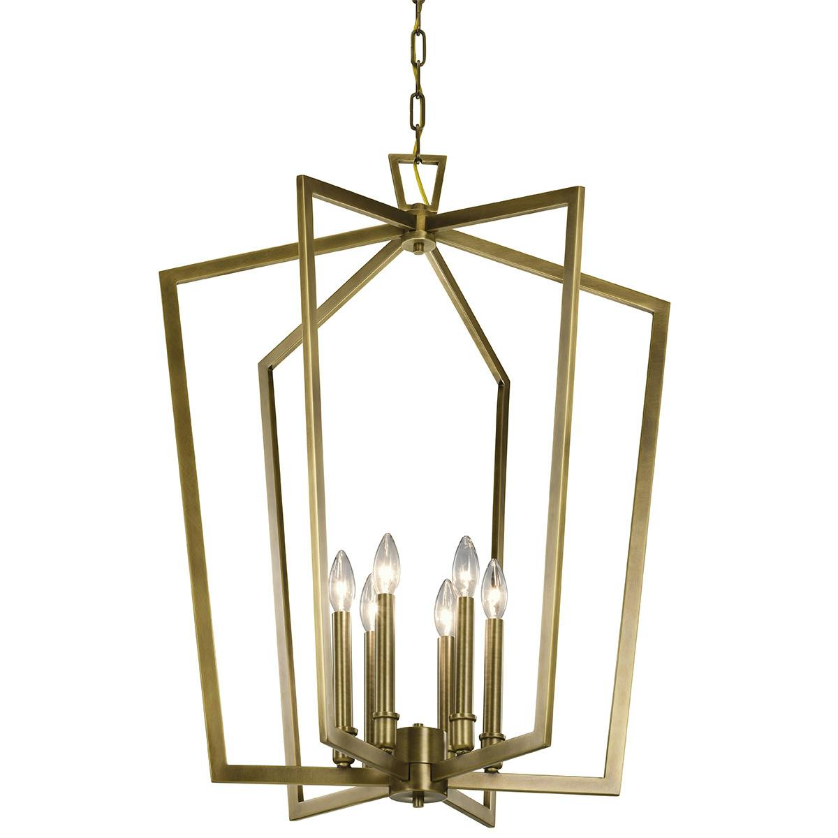 Close up view of the Abbotswell 32.25" Chandelier Brass on a white background