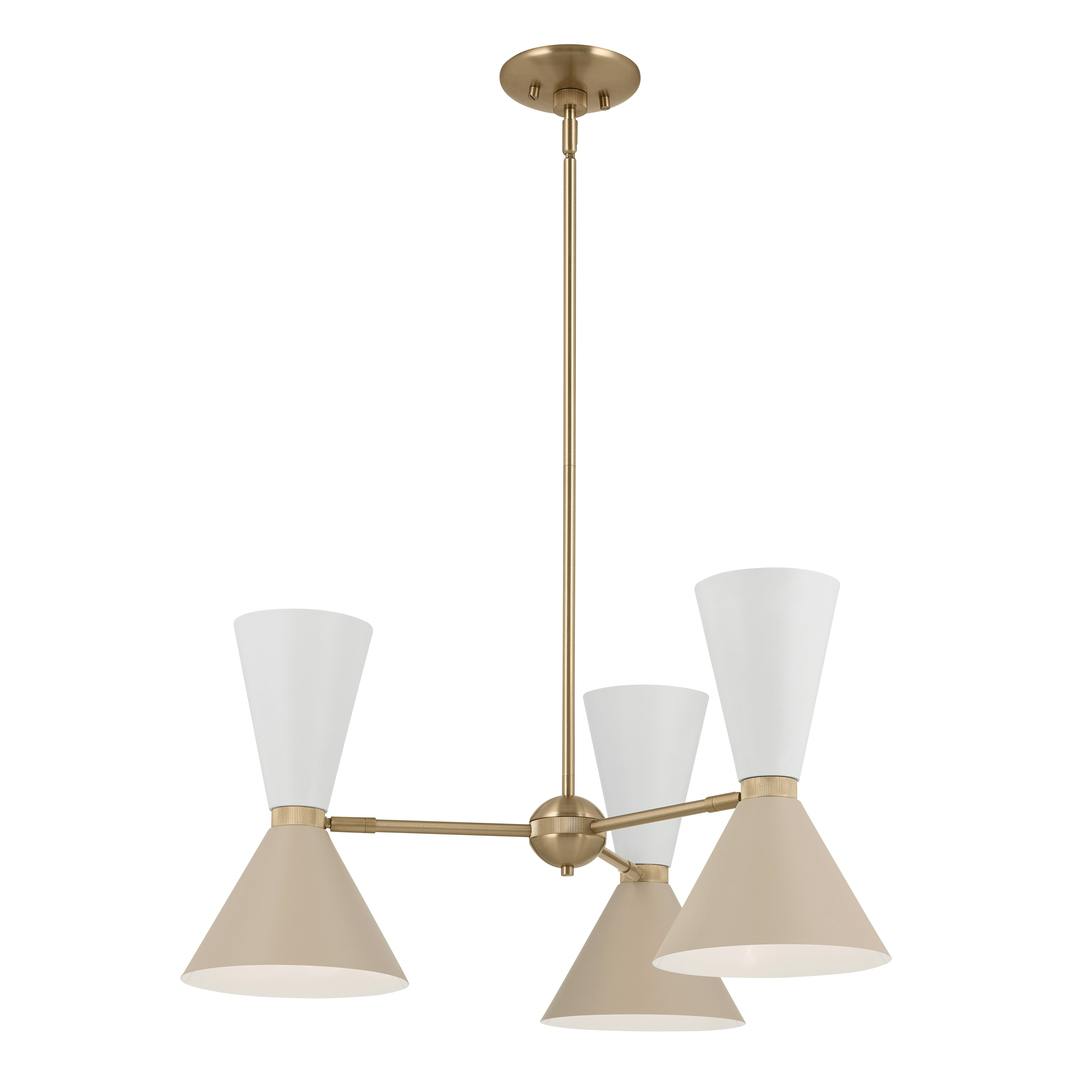 Phix 30.75 Inch 6 Light Chandelier in Champagne Bronze with Greige and White on a white background