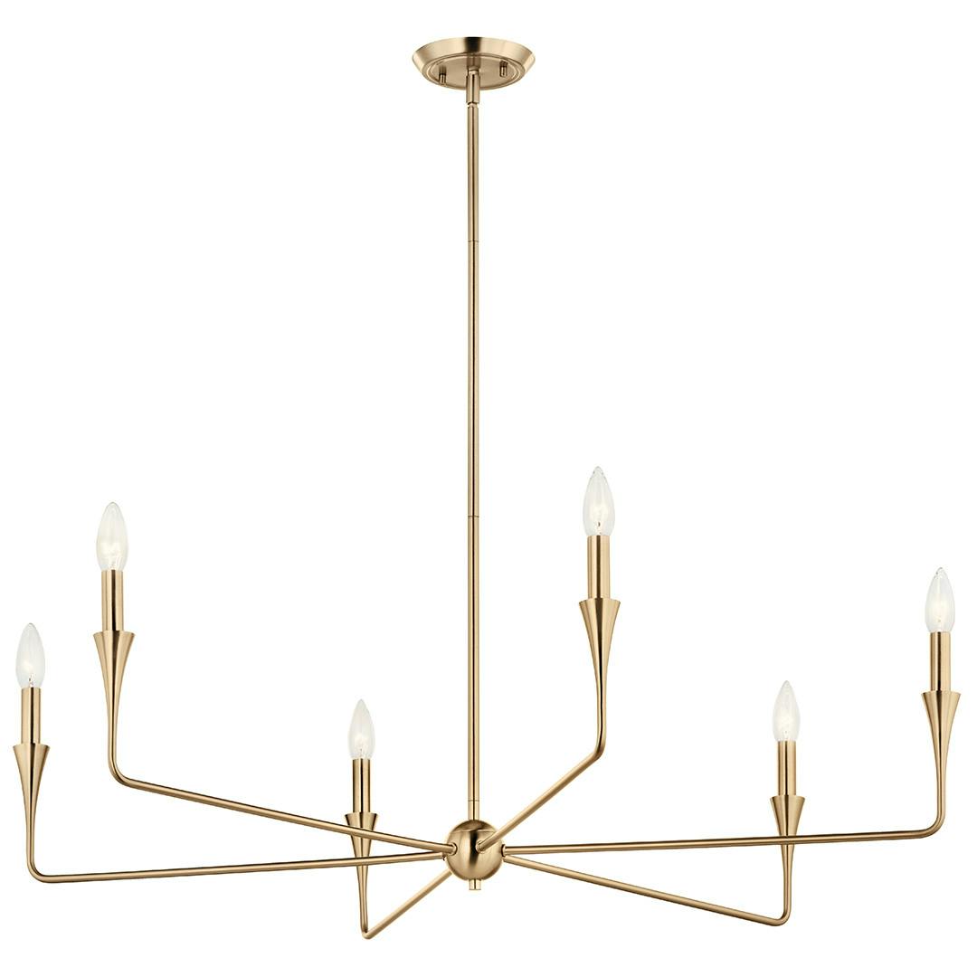 The Alvaro 40 Inch 6 Light Chandelier in Champagne Bronze on a white background